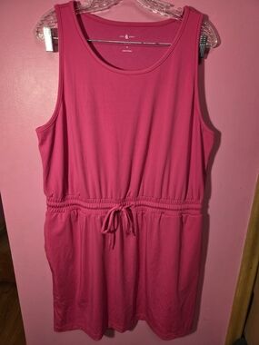 Lou & Grey Hot Pink Drawstring Waist Tank Dress